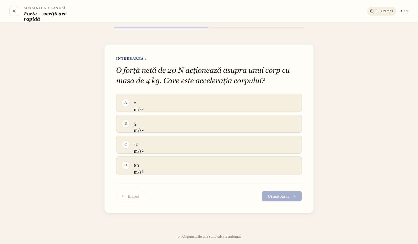 Exemplu de test pentru elev